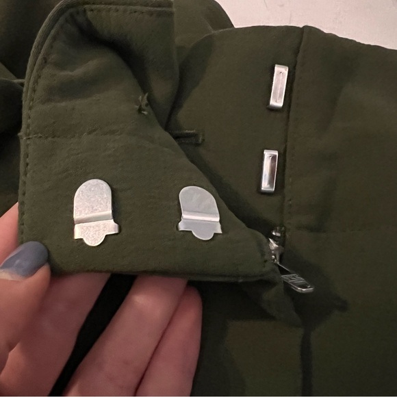 ARITZIA Wilfred Olive Green High-Waisted Wide Leg Belted Pants - Picture 6 of 14